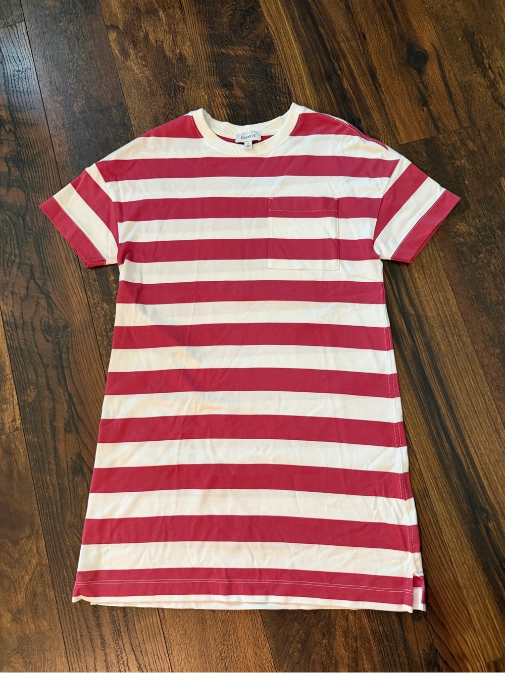 Evereve Women’s Mauve Pink & White Striped Pocket Mini Dress